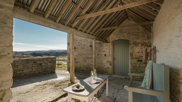 The loggia at The Cheese House on Westwood Farm, Dorset
